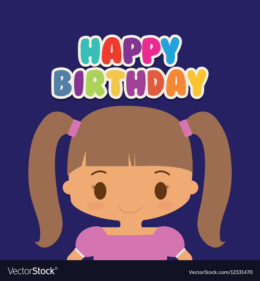 Happy birthday kid cartoon Royalty Free Vector Image