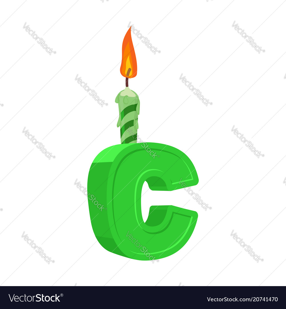 Letter c birthday font and candle Royalty Free Vector Image