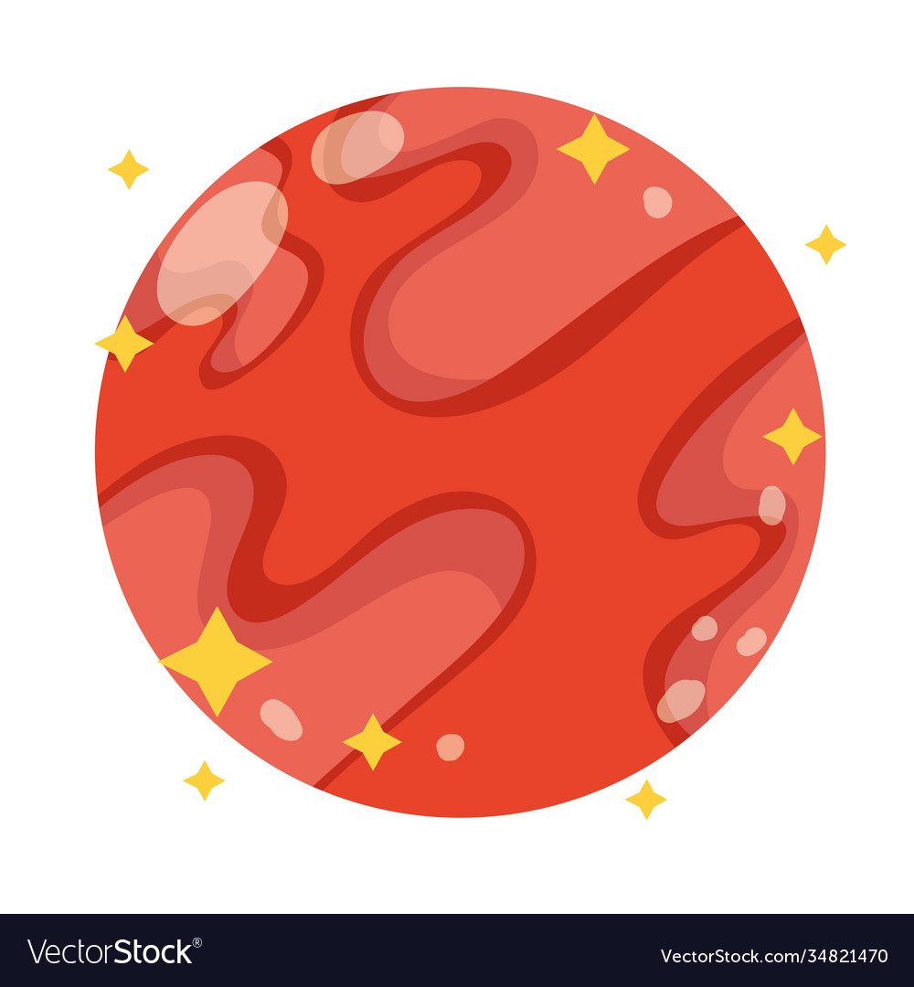 Planet mars space galaxy astronomy in cartoon Vector Image