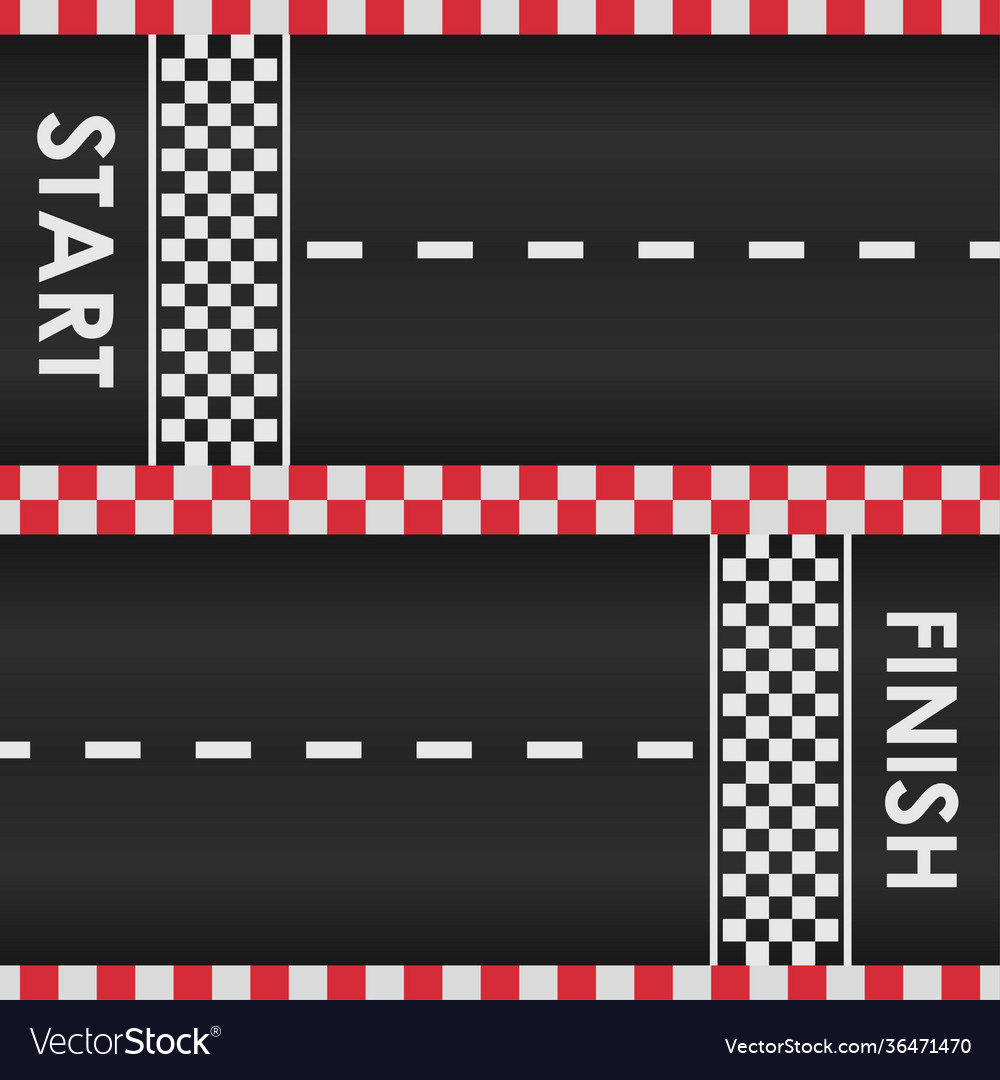 Racing road background with red checkered borders Vector Image