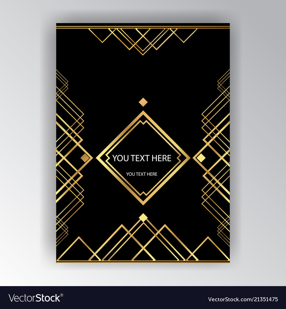 Art Deco Template Golden Black A4 Page Menu Vector Image