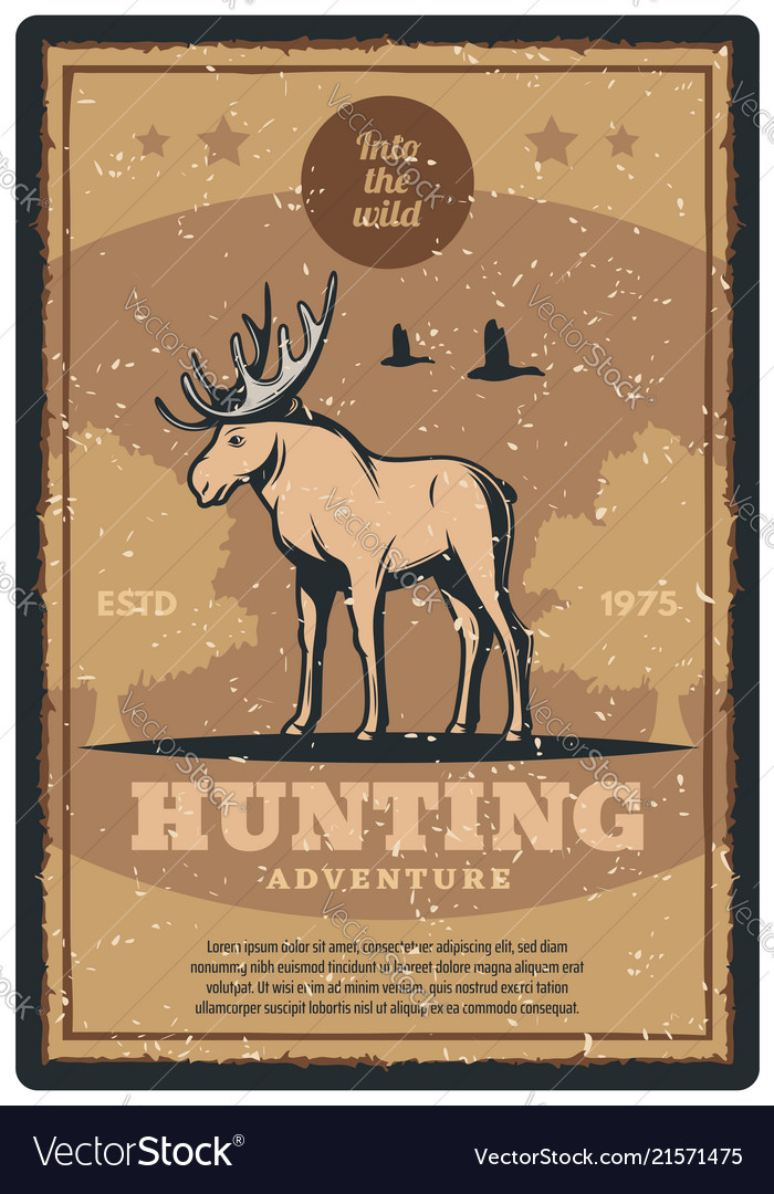 Hunting Retro Poster For Hunter Sport Club Design Vector Image