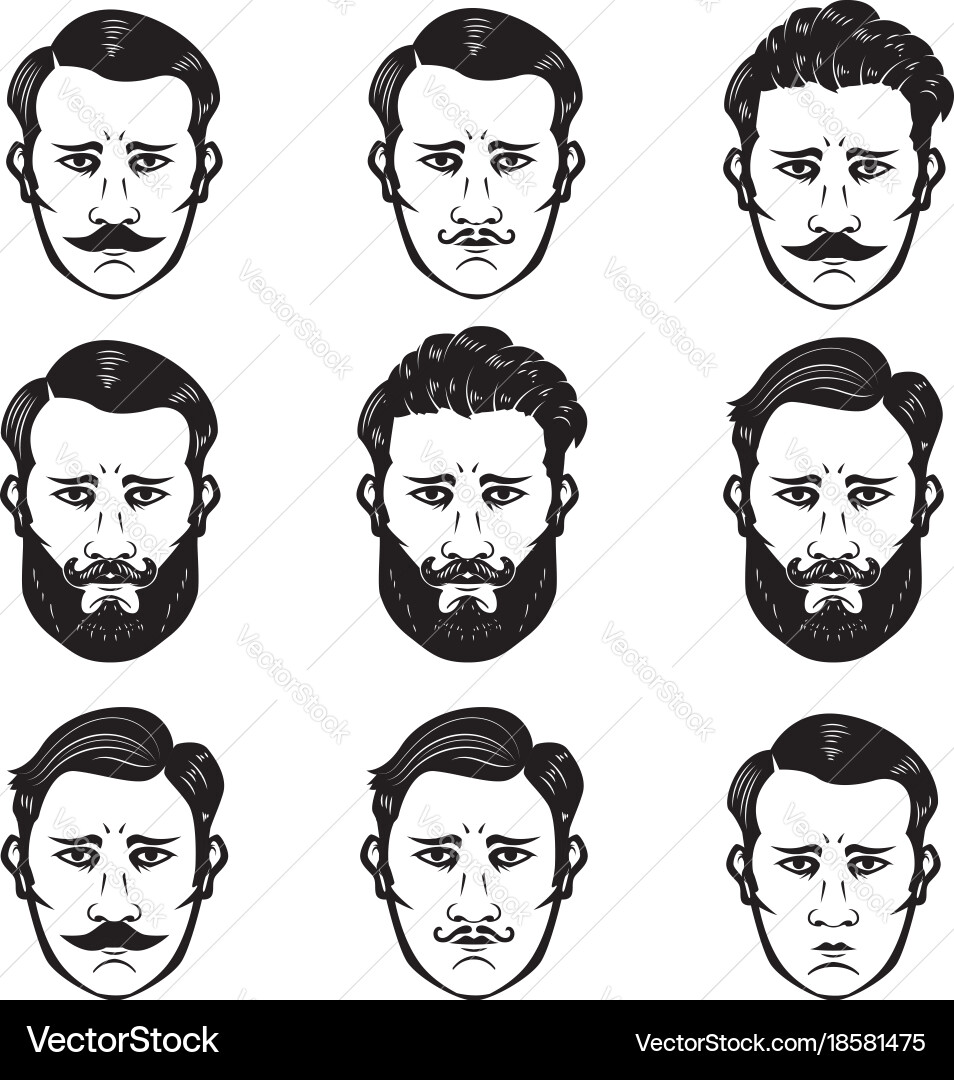 Set man heads with different hairstyle barber Vector Image