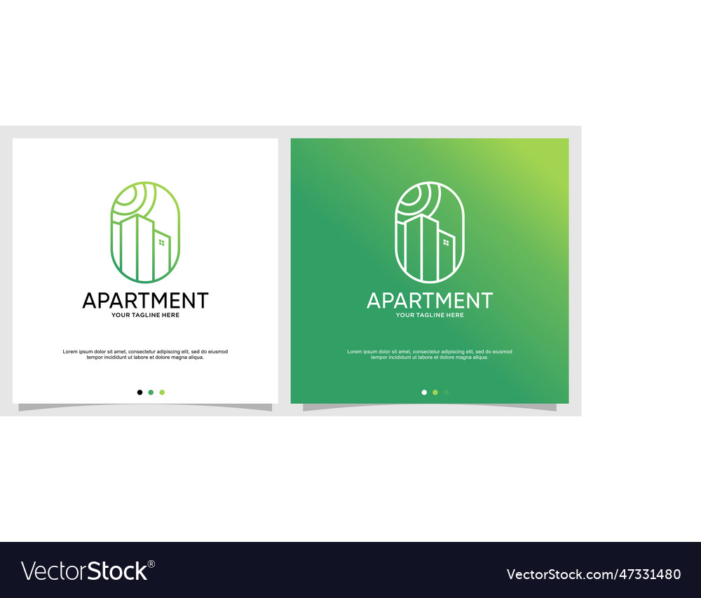 Apartment logo with green concept premium Vector Image