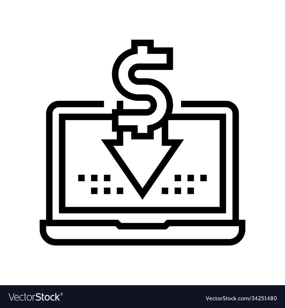 Economic info laptop line icon Royalty Free Vector Image