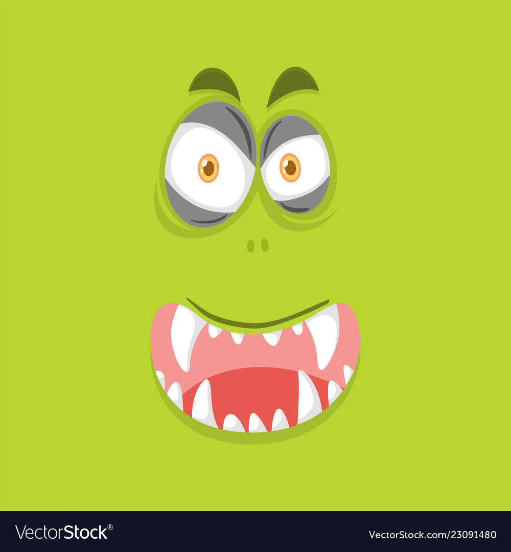 Monster face on lime green background Royalty Free Vector