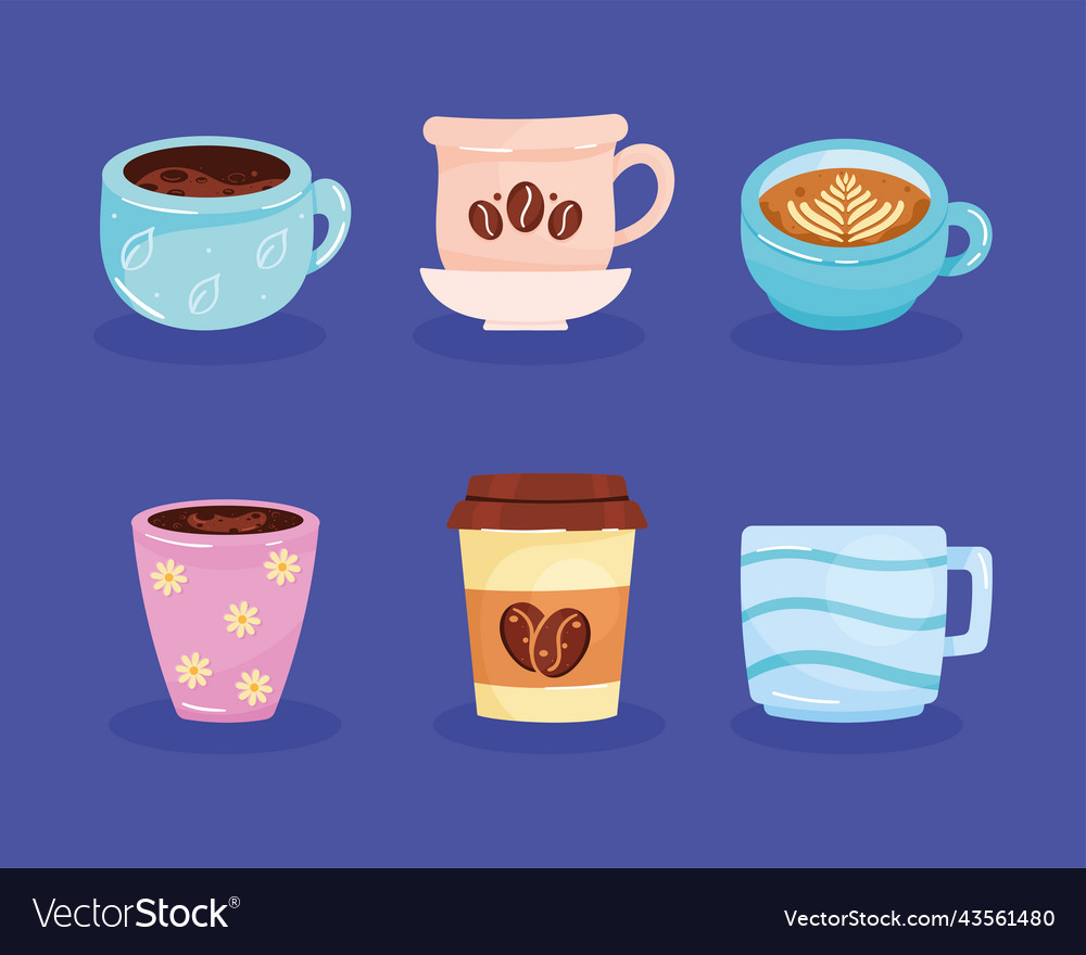 Six coffee drink icons Royalty Free Vector Image