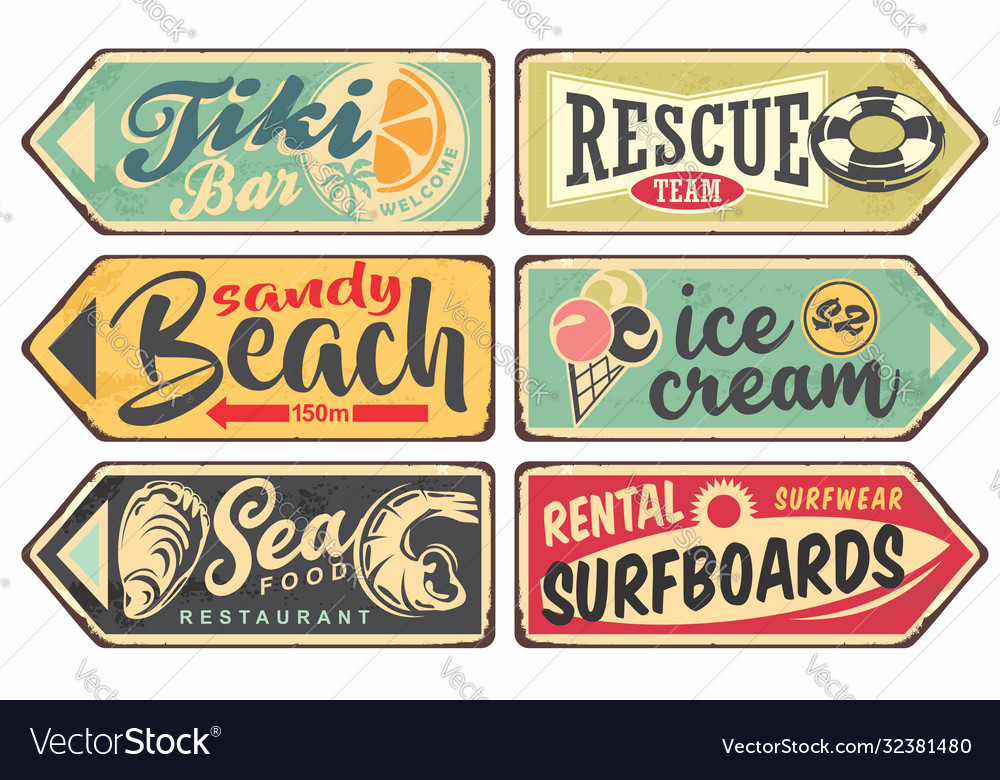 Summer signs vintage collection vector image Summer signs vintage collection