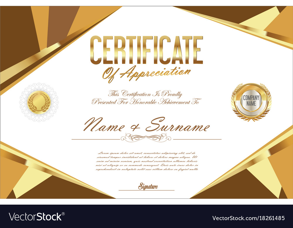 Certificate retro design template 18 Royalty Free Vector