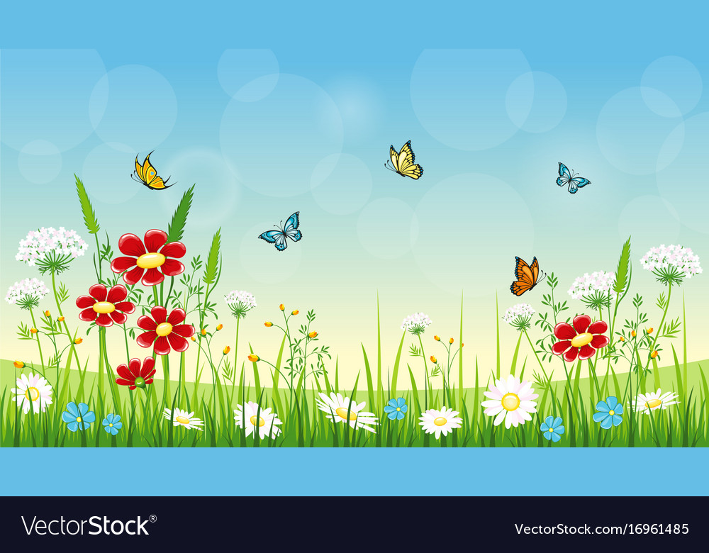 Flower background with butterflies Royalty Free Vector Image