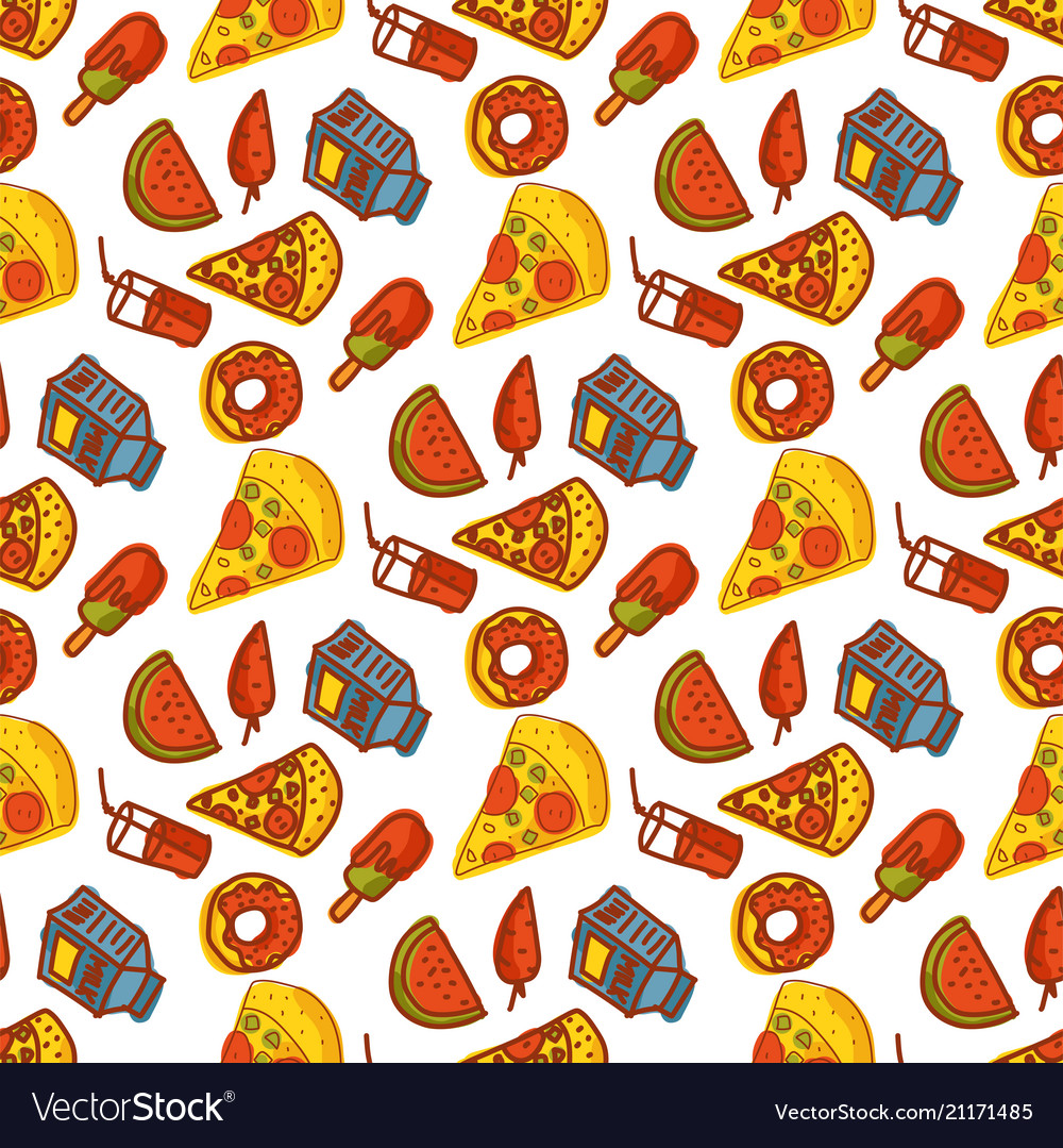 Kids organic menu hand drawn seamless pattern Vector Image