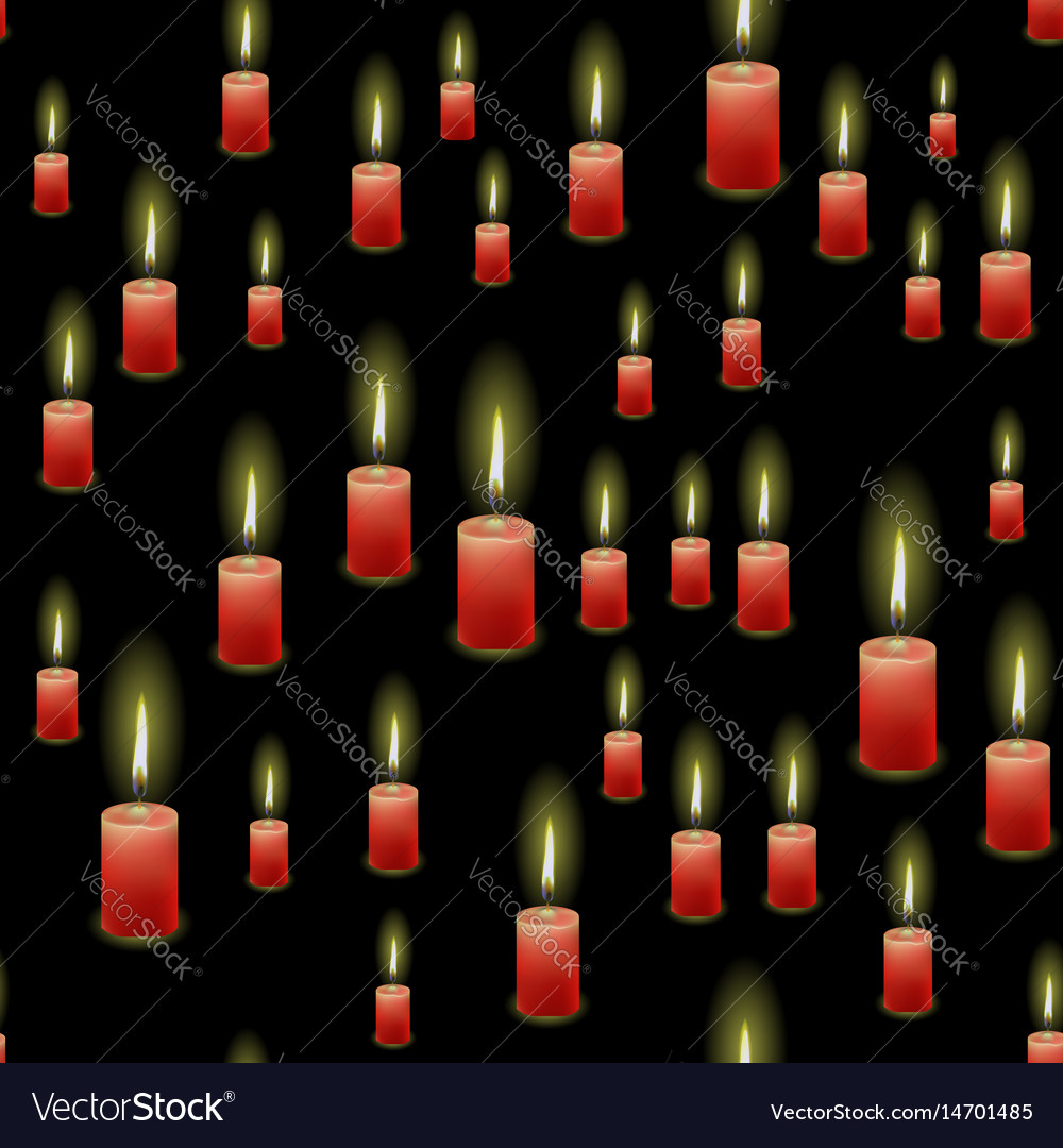 Red burning wax candles seamless pattern Vector Image