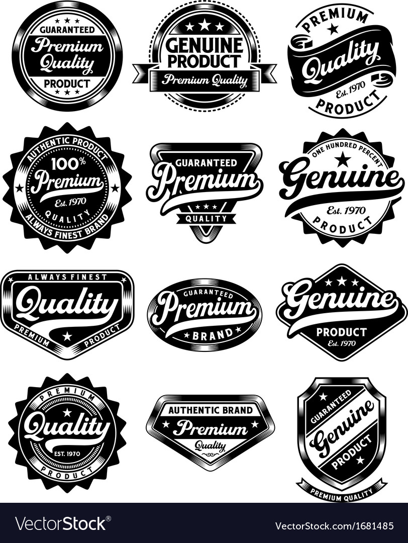 Set of premium quality and genuine vintage labels Vector Image