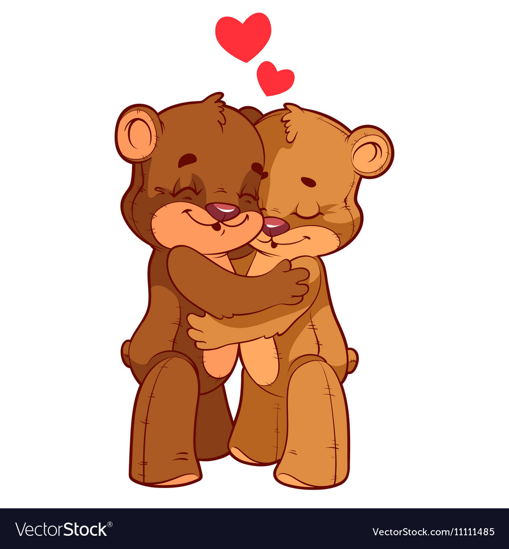 Two cute teddy bears in love Royalty Free Vector Image