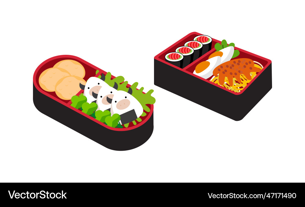 Bento box logo japanese lunch box Royalty Free Vector Image