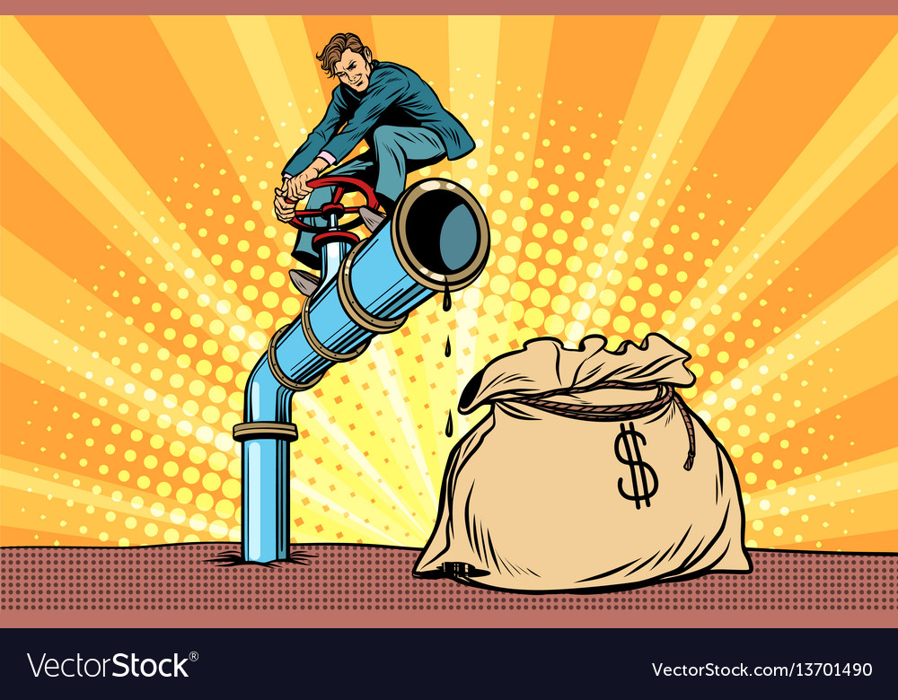 Businessman closes the tap oil pipe a bag Vector Image