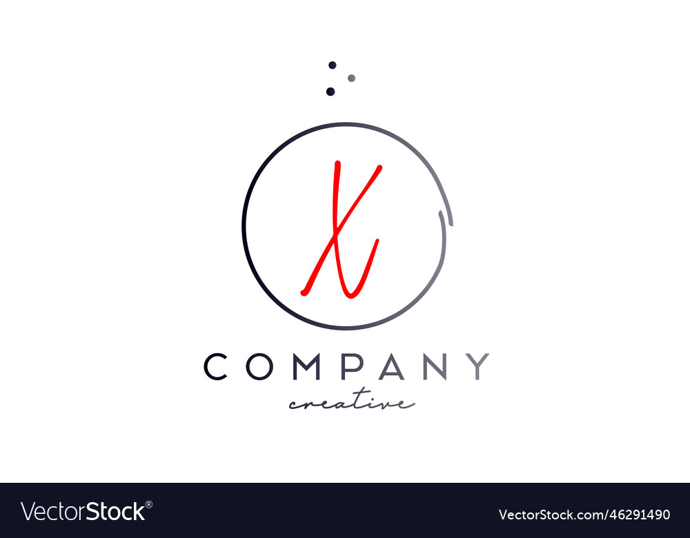 Circle x handwritten alphabet letter logo Vector Image