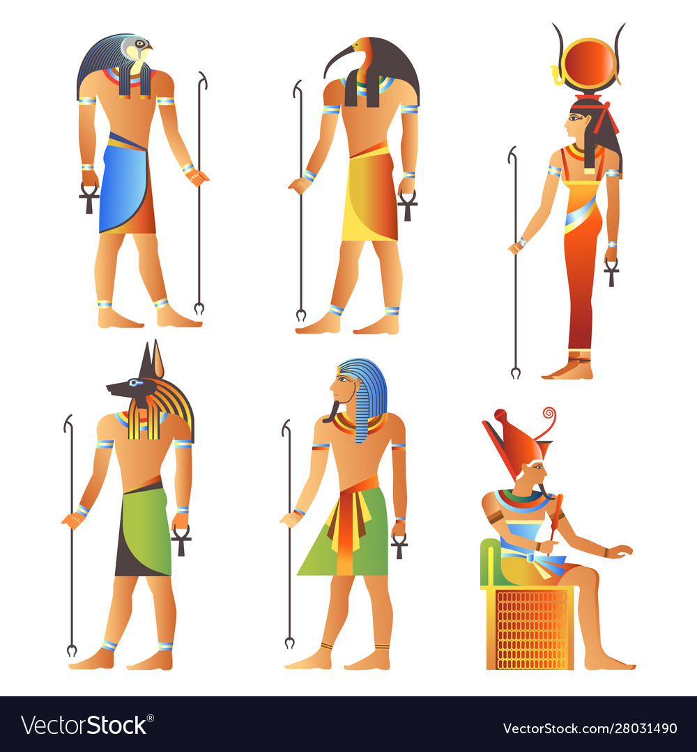 Egyptian gods and goddess pharaoh egypt diety Vector Image