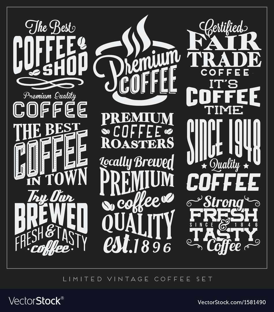 Set of Retro Vintage Coffee Labels Royalty Free Vector Image