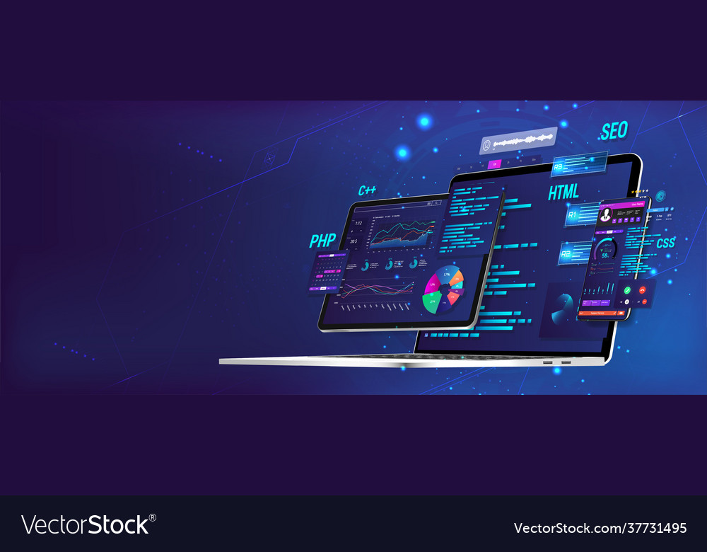 Banner software ui and development for different Vector Image