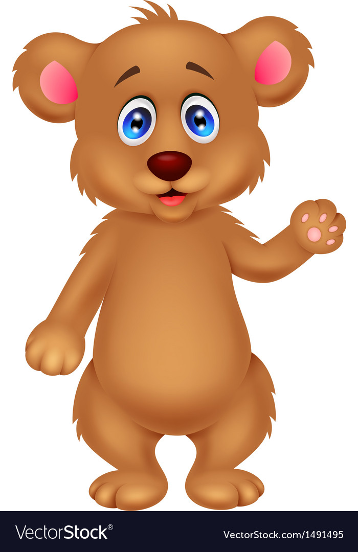 Cute baby bear cartoon waving hand Royalty Free Vector Image