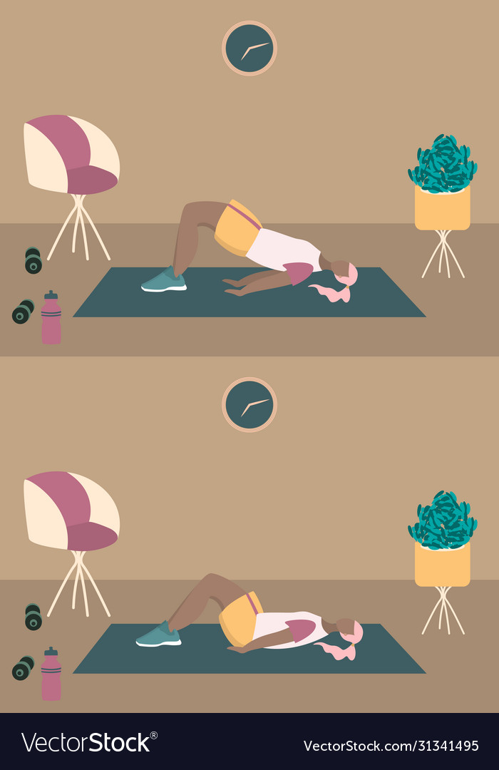 Fit Woman Make Exercise At Home In Sportswear Vector Image