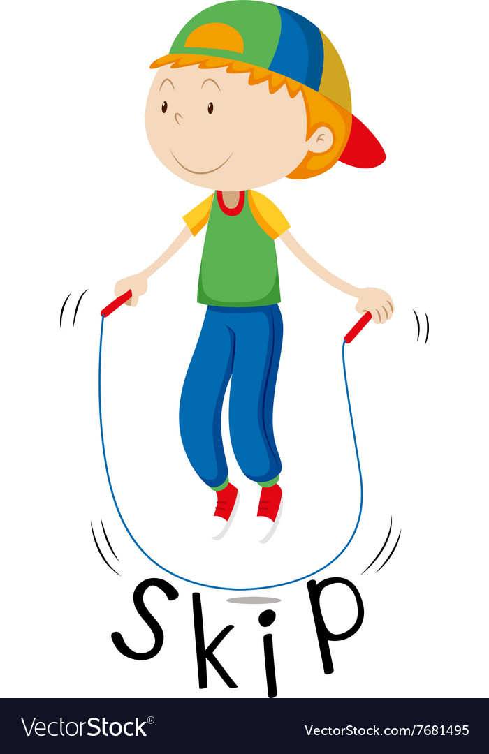 Little boy with rope skipping Royalty Free Vector Image