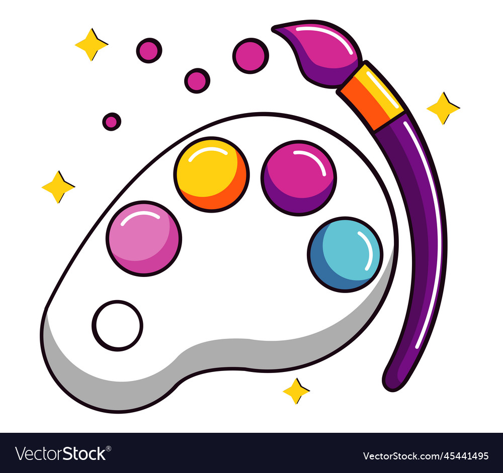 Paint brush and palette Royalty Free Vector Image