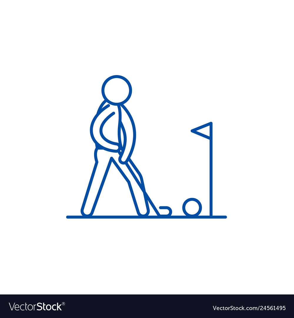 Playing Golf Line Icon Concept Playing Golf Flat Vector Image