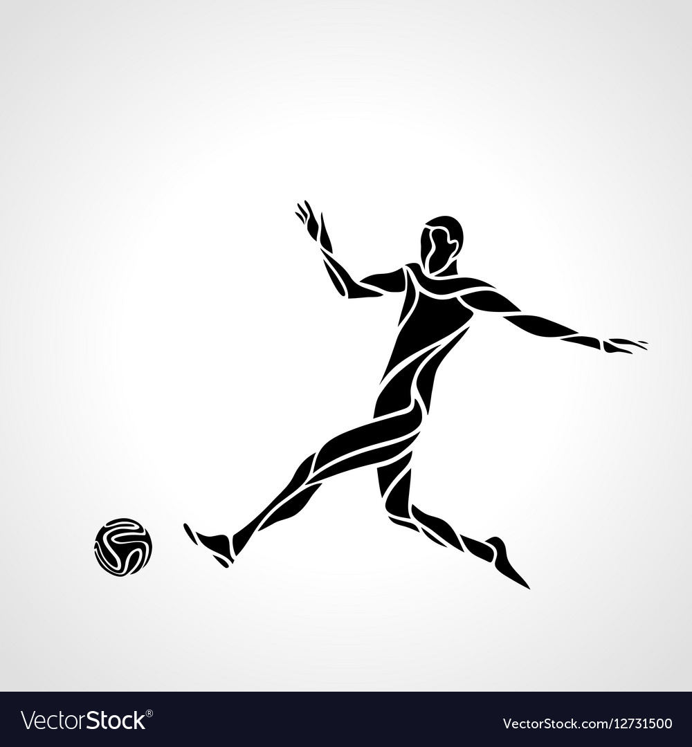 Soccer or football player kicks ball Royalty Free Vector