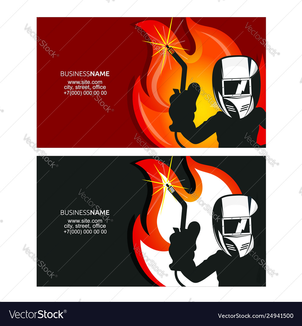 Welder In Mask Business Card Design Royalty Free Vector Business Card Design Royalty Free Vector
