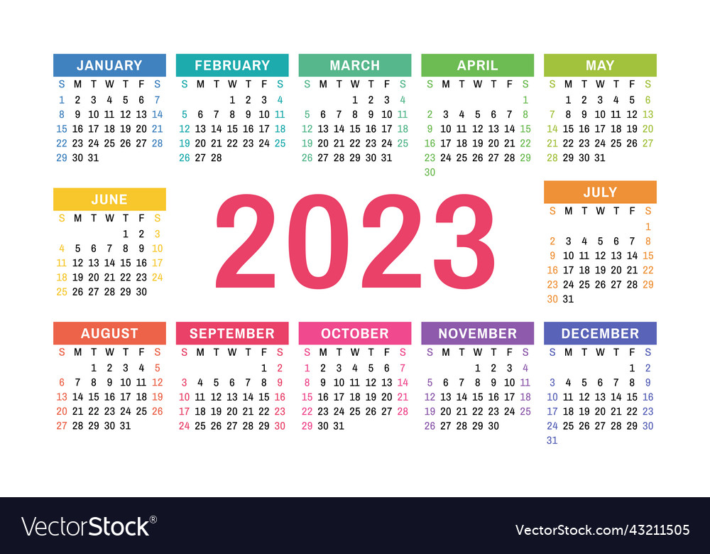 Calendar 2023 year landscape design Royalty Free Vector