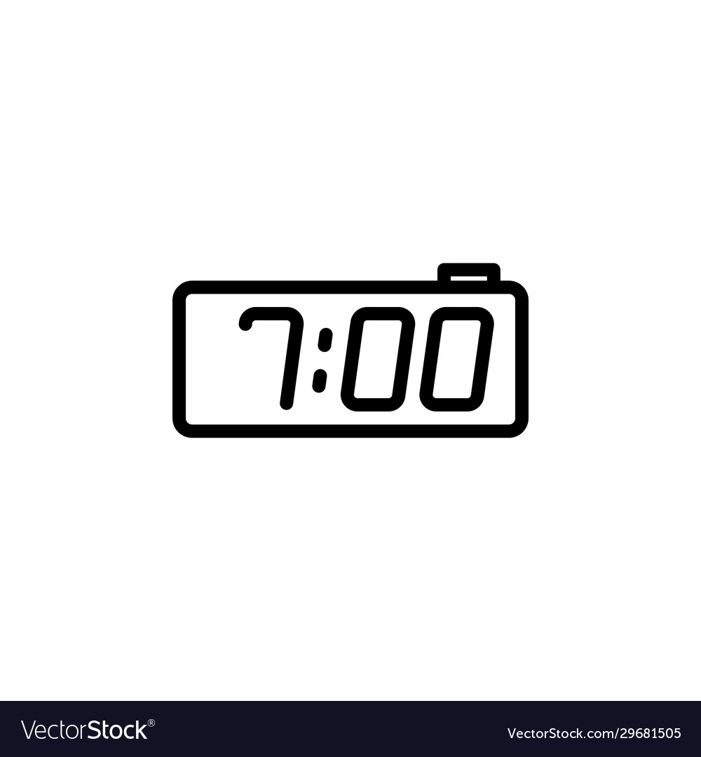 Digital clock line icon on white background Vector Image