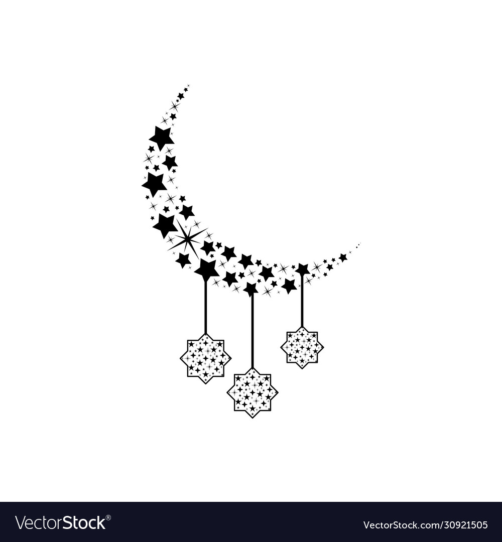 Eid mubarak concept crescent moon with decorative Vector Image