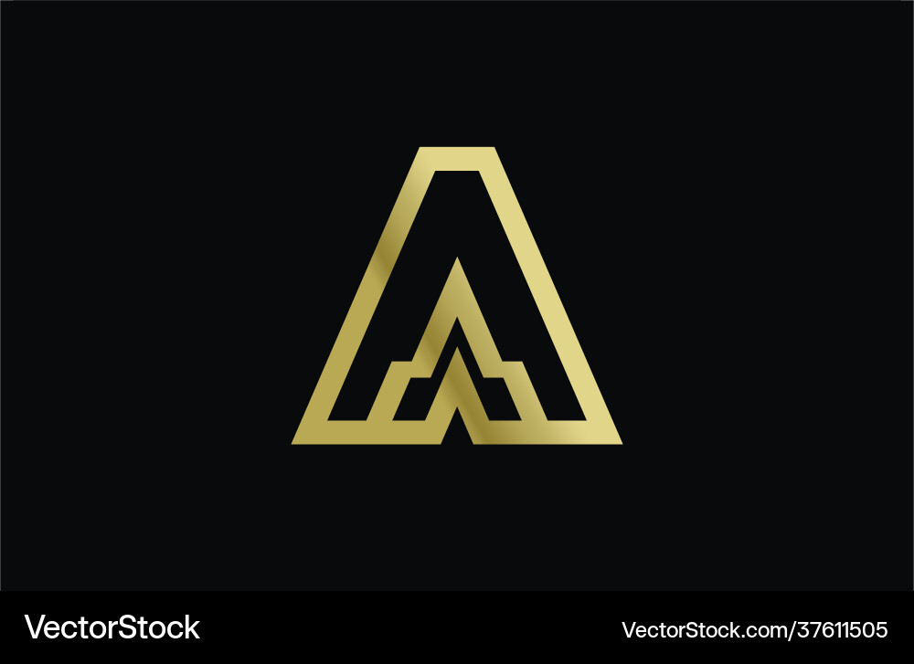 Letter a bold golden mountain Royalty Free Vector Image