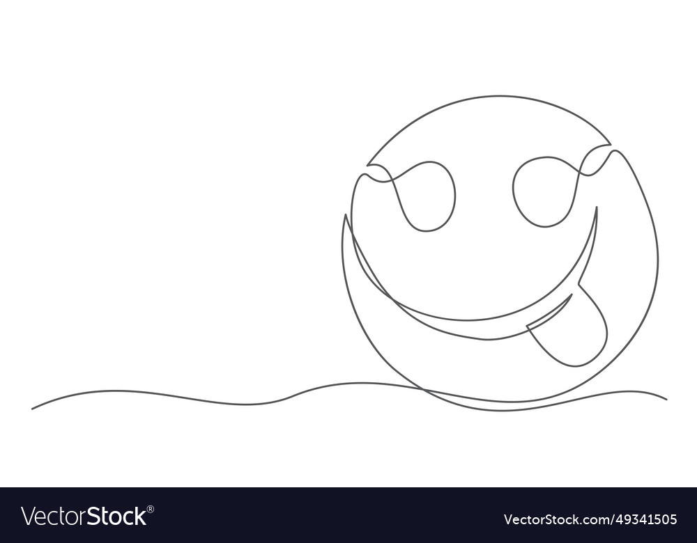 Smile one line drawing isolated on white Vector Image