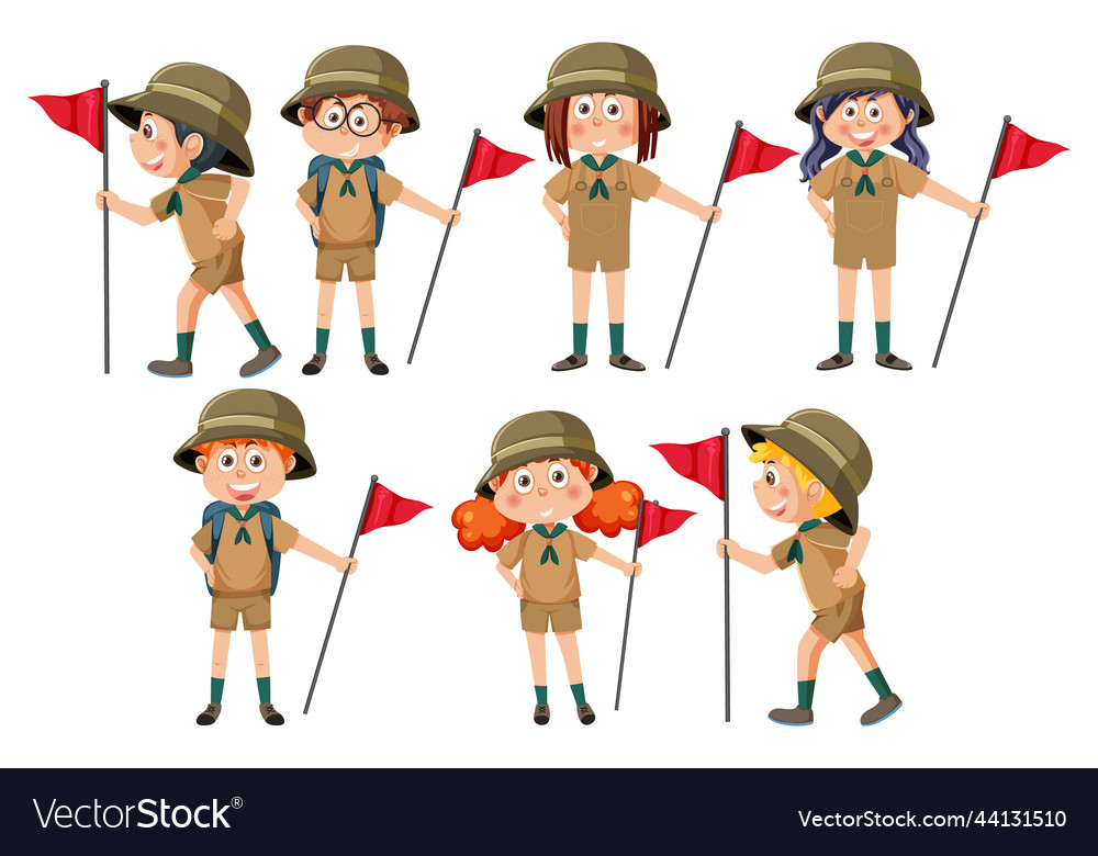 Children in camping outfit Royalty Free Vector Image