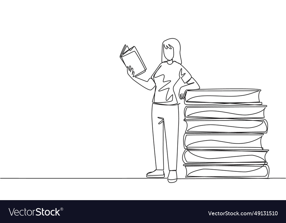 Continuous One Line Drawing Woman Standing Vector Image