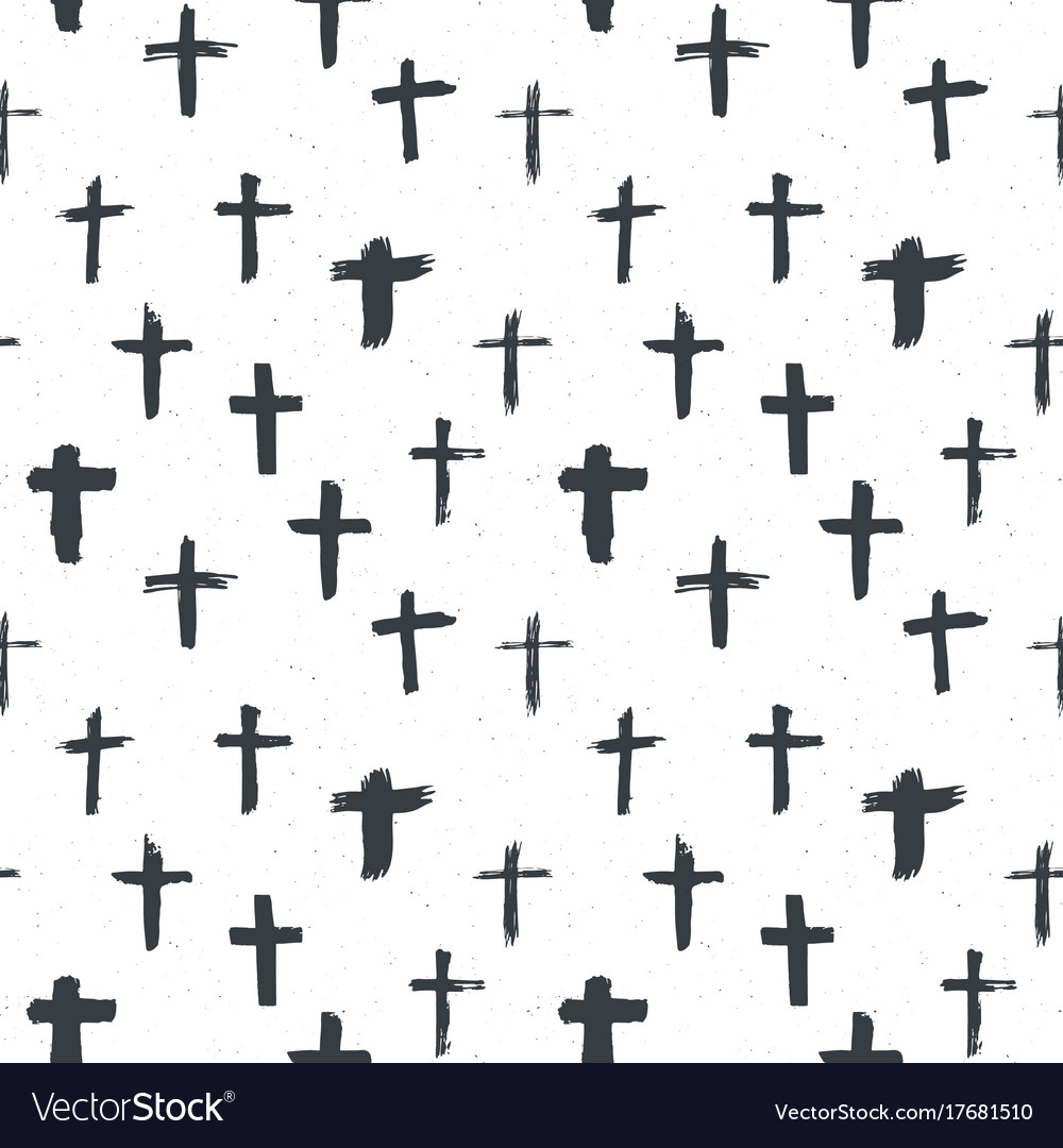 Cross symbols seamless pattern grunge hand drawn