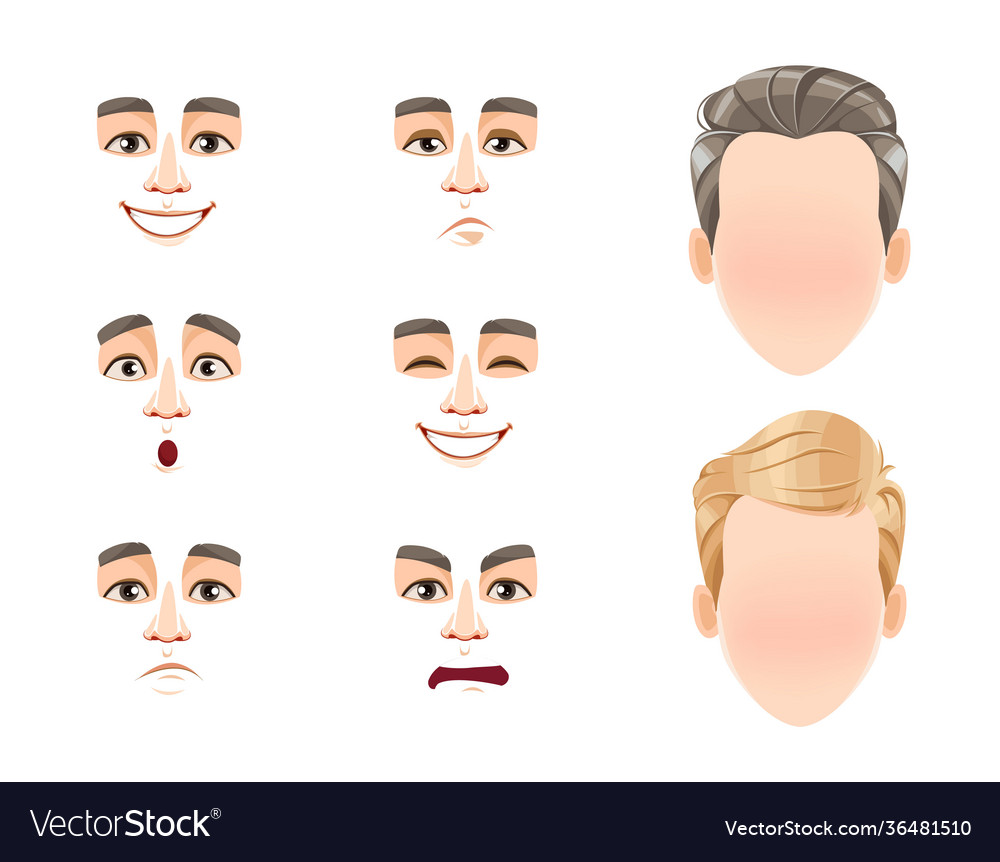 Different male emotions set Royalty Free Vector Image