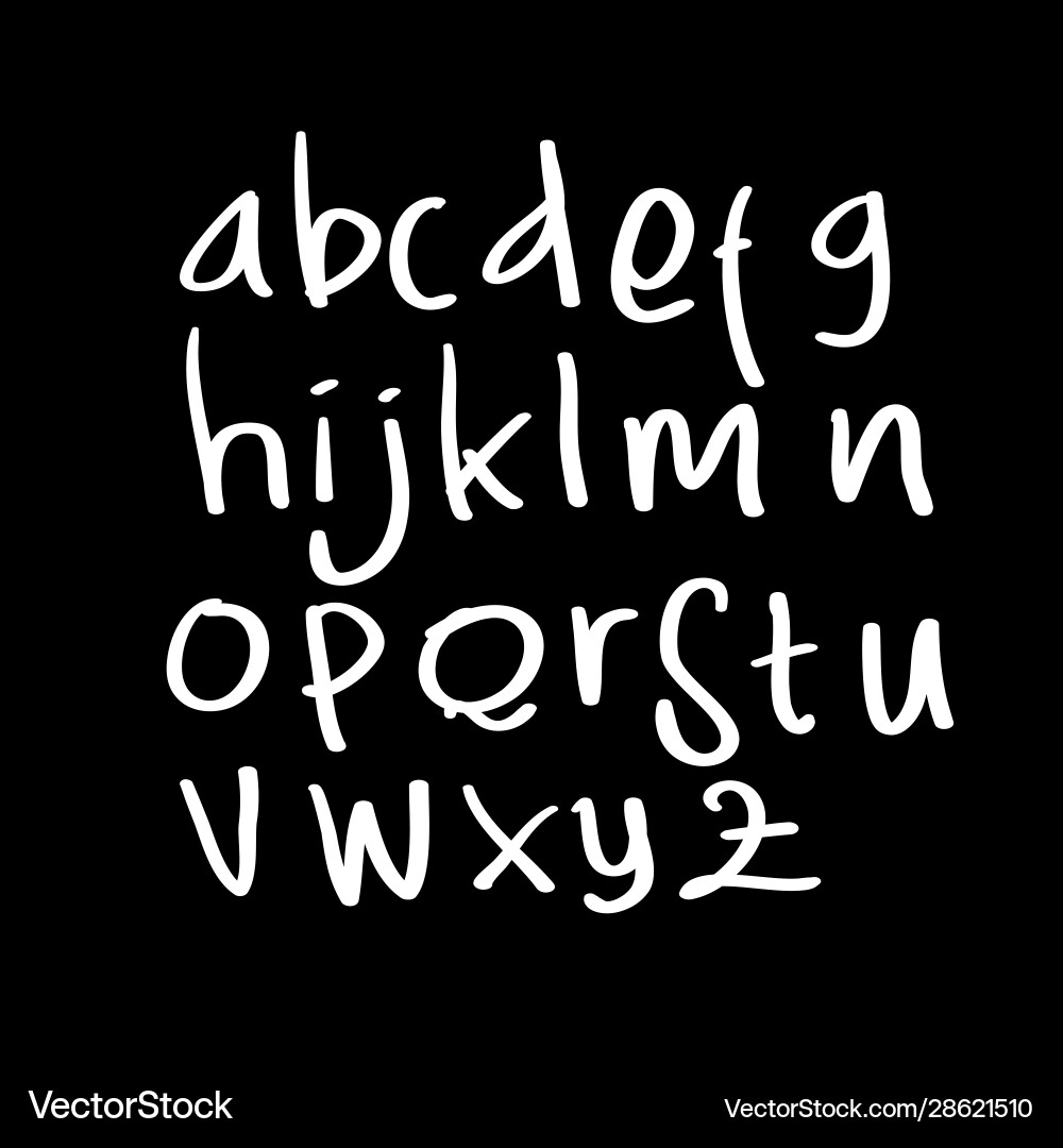 Handwritten brush script black and white english Vector Image