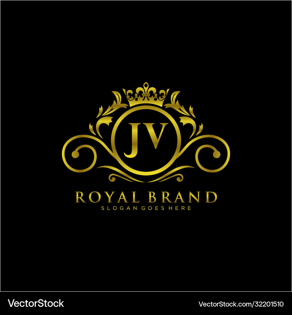 Jv Letter Initial Luxurious Brand Logo Template Vector Image