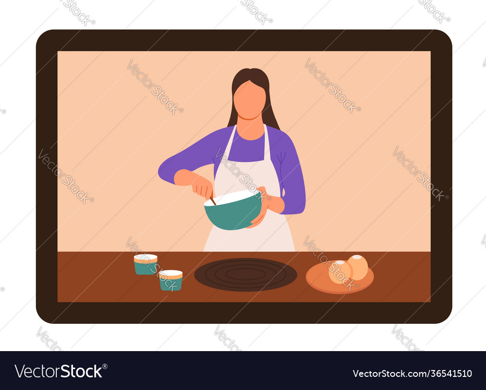 Online video tutorial cook chef cook Royalty Free Vector Online video tutorial cook chef cook Royalty Free Vector