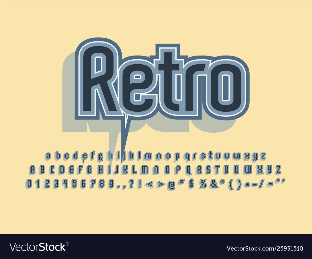 Retro font and alphabet stock Royalty Free Vector Image