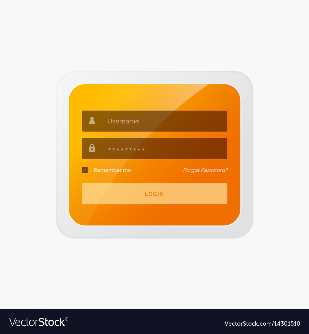 Stylish Login Form In Yellow Theme For Website Vector Image
