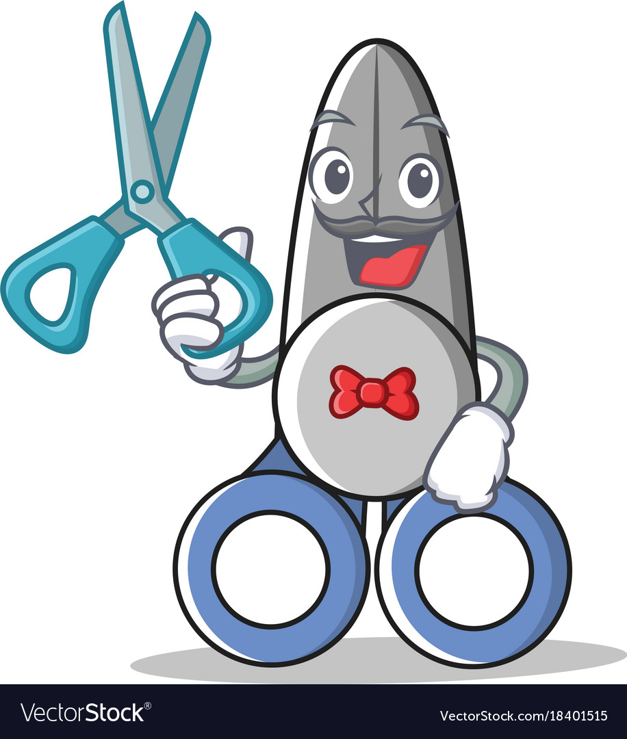 barber scissor character cartoon style royalty free vector