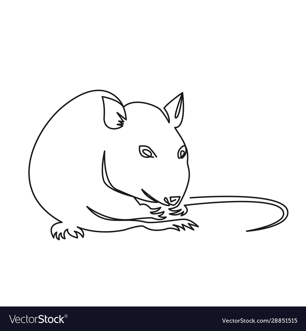 Continuous One Line Drawing Rat Chinese Zodiac Vector Image