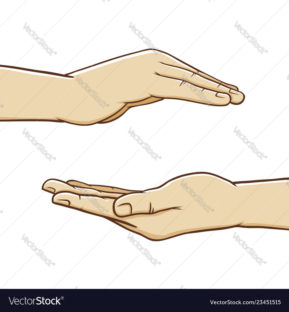 Open hands in protecting gesture Royalty Free Vector Image