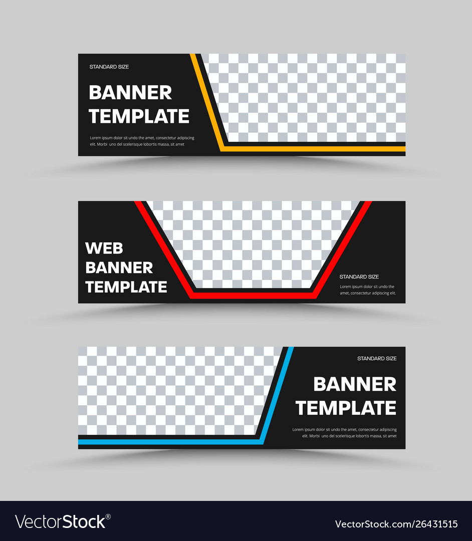 Set black horizontal web banners with place Vector Image Within Free Online Banner Templates