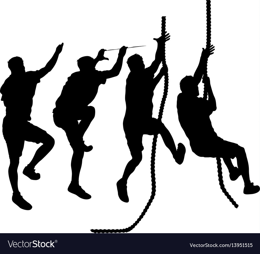 Download Set black silhouette rock climber on white Vector Image